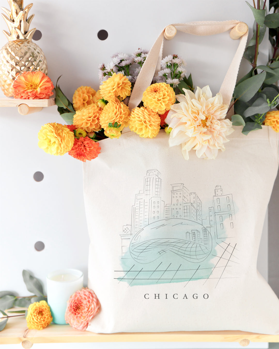 Chicago Cityscape Cotton Canvas Tote Bag from The Cotton & Canvas Co.