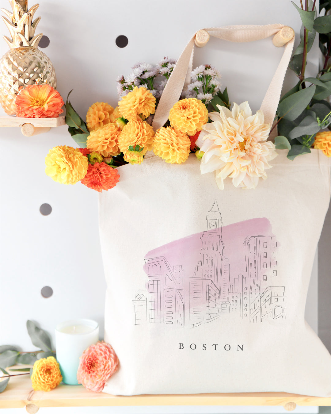 Boston Cityscape Cotton Canvas Tote Bag from The Cotton & Canvas Co.