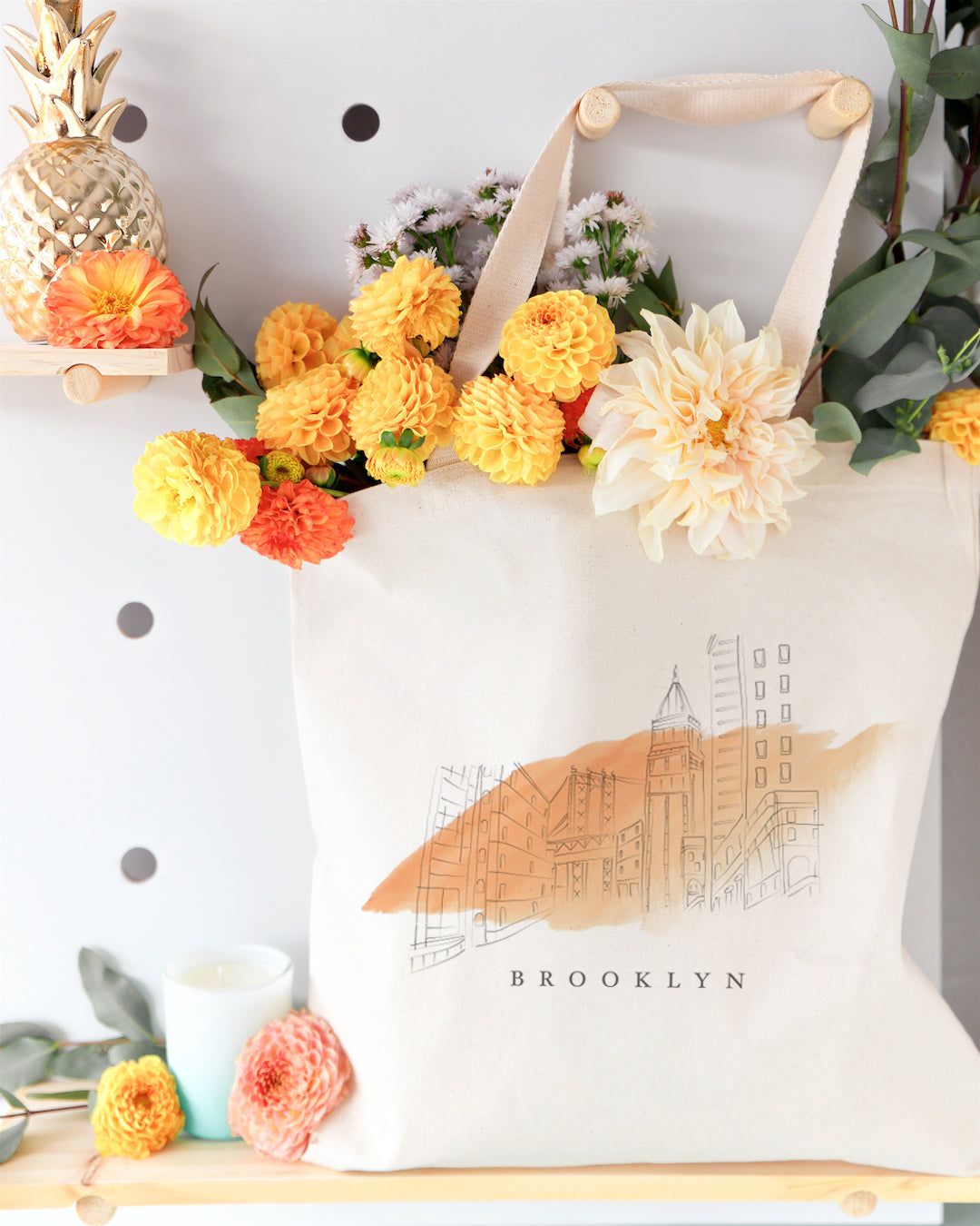 Brooklyn Cityscape Cotton Canvas Tote Bag from The Cotton & Canvas Co.
