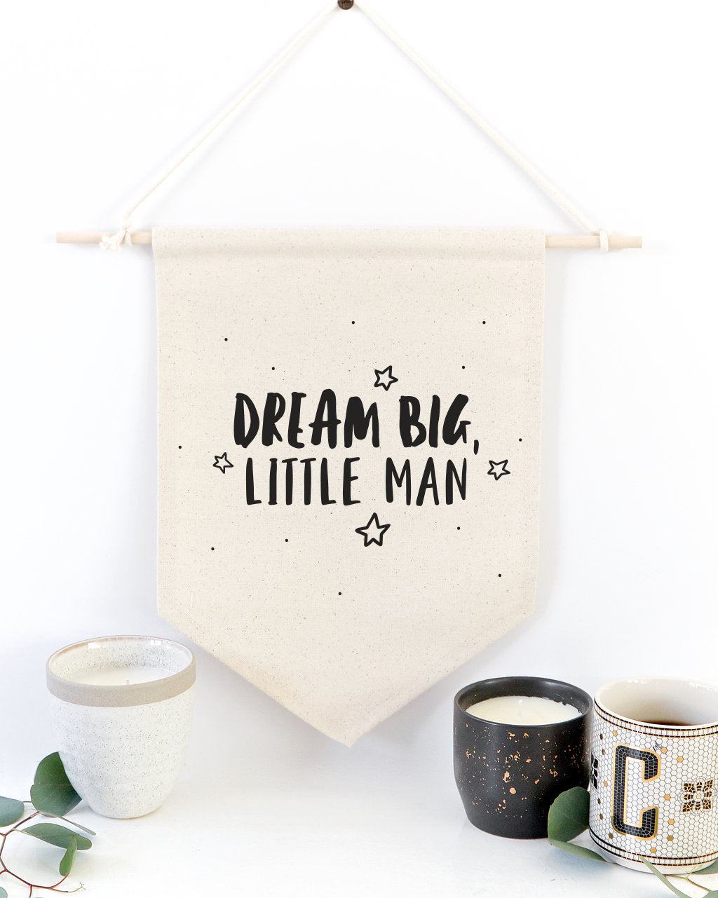 Dream Big Little Man Hanging Wall Banner from The Cotton & Canvas Co.