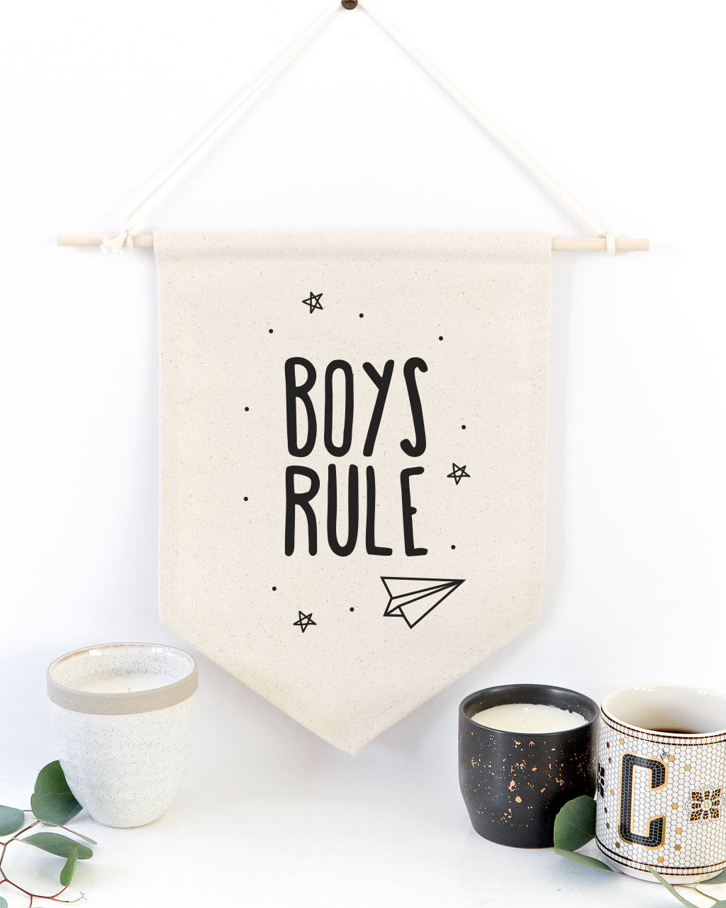 Boys Rule Hanging Wall Banner from The Cotton & Canvas Co.