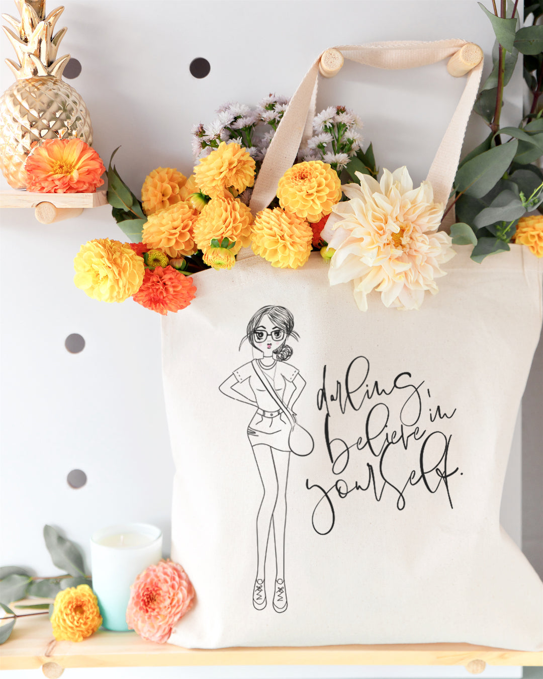 Darling, Believe in Yourself Cotton Canvas Tote Bag from The Cotton & Canvas Co.