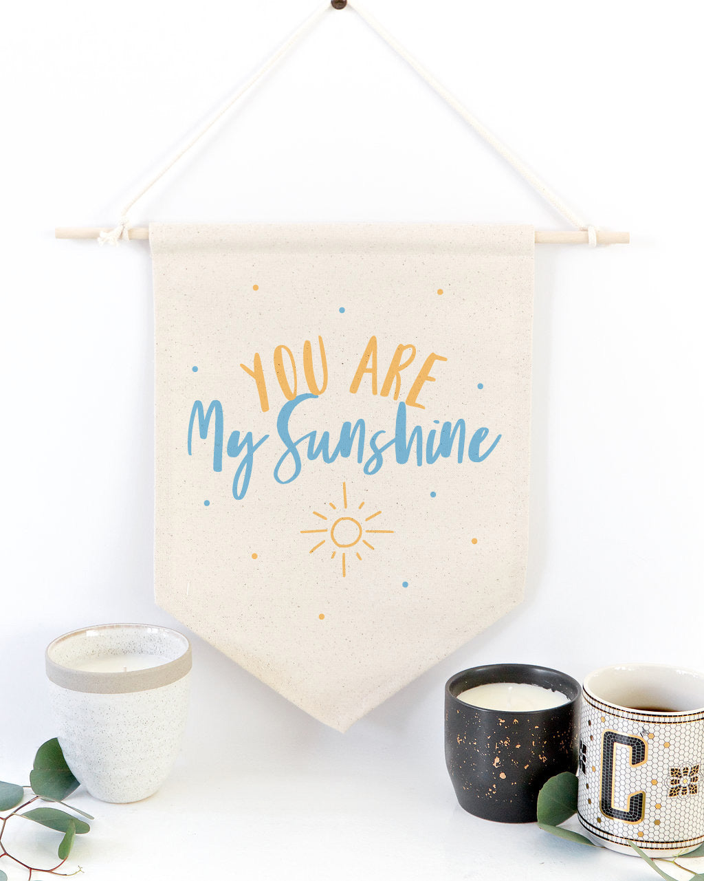 You Are My Shine, Blue and Yellow Hanging Wall Banner from The Cotton & Canvas Co.
