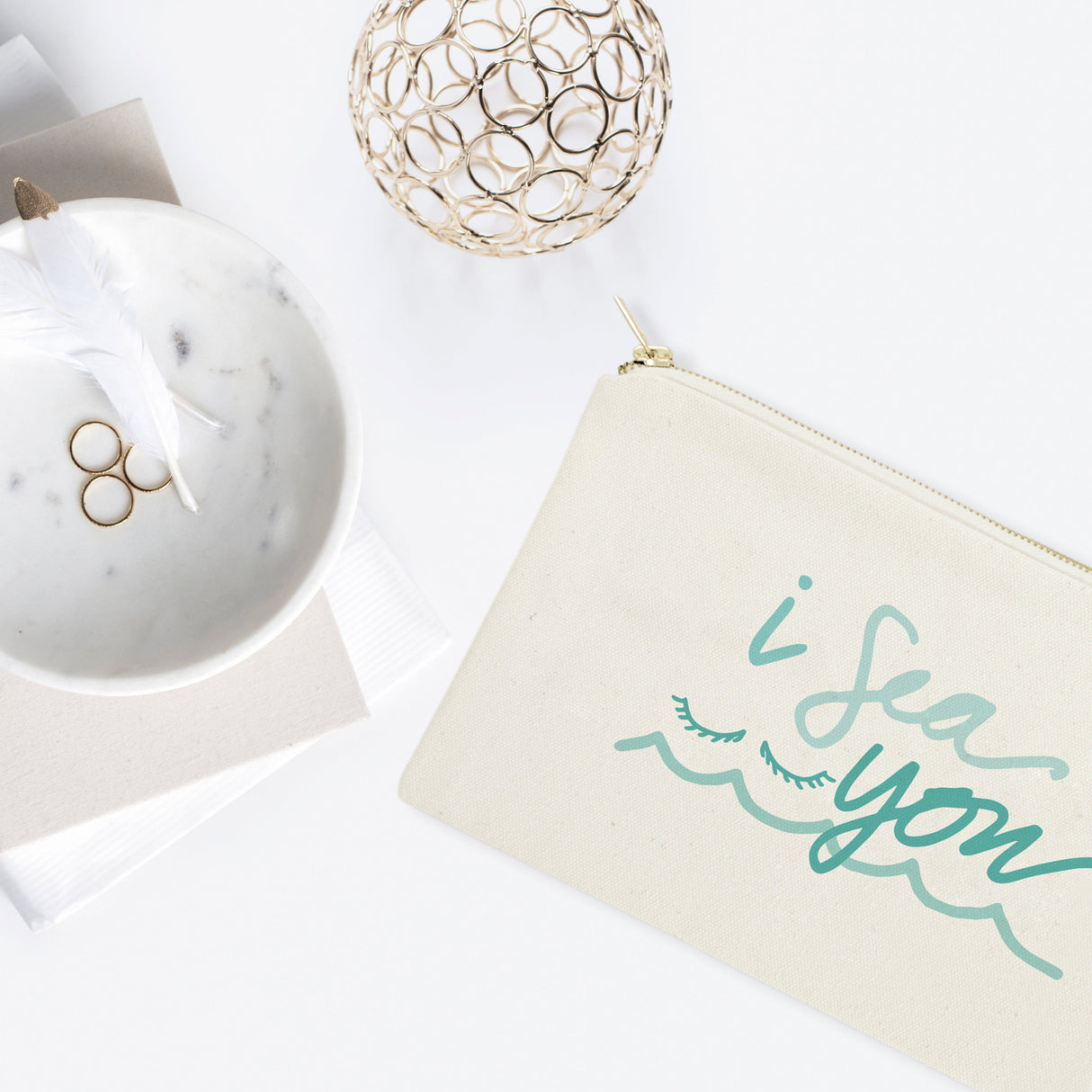 I Sea You Cotton Canvas Cosmetic Bag from The Cotton & Canvas Co.