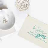 I Sea You Cotton Canvas Cosmetic Bag from The Cotton & Canvas Co.