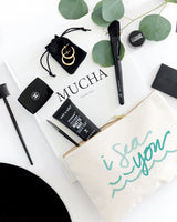I Sea You Cotton Canvas Cosmetic Bag from The Cotton & Canvas Co.