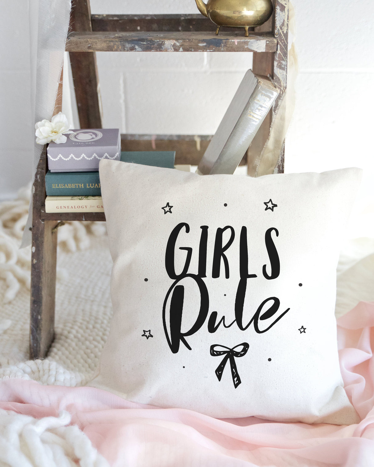 Girls Rule Baby Cotton Canvas Pillow Cover from The Cotton & Canvas Co.