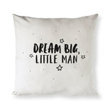 Dream Big Little Man Cotton Canvas Pillow Cover from The Cotton & Canvas Co.