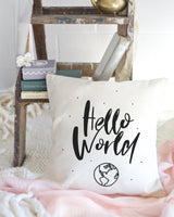 Hello World Baby Cotton Canvas Pillow Cover from The Cotton & Canvas Co.