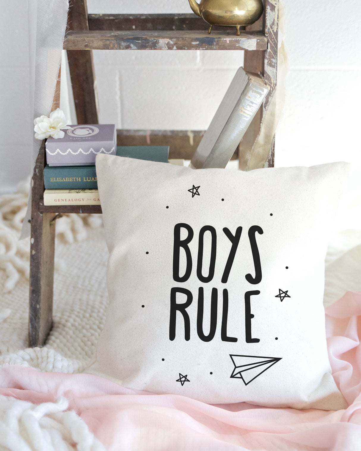 Boys Rule Cotton Canvas Pillow Cover from The Cotton & Canvas Co.