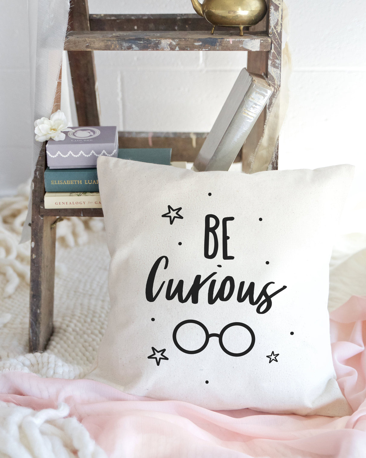 Be Curious Cotton Canvas Pillow Cover from The Cotton & Canvas Co.