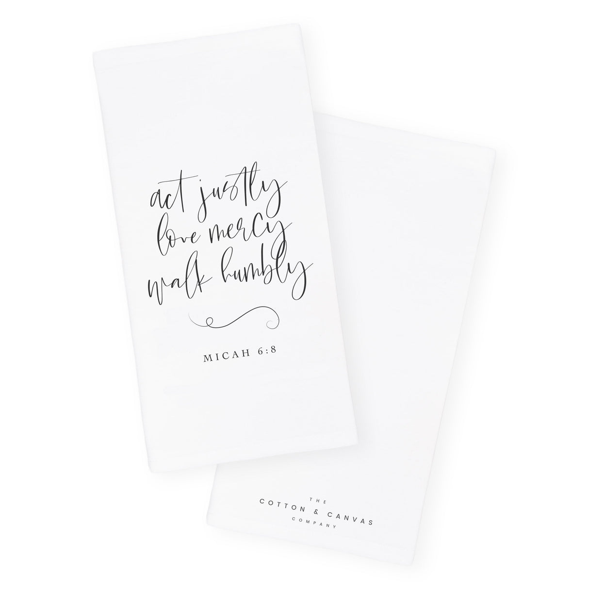 Act Justly Love Mercy Walk Humbly, Micah 6:8 Cotton Canvas Scripture, Bible Kitchen Tea Towel