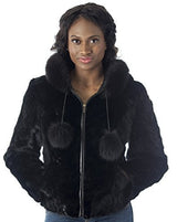 REED Women's Genuine Mink Fur Bomber Jacket -100% Real Fur - Imported From Reed Leather