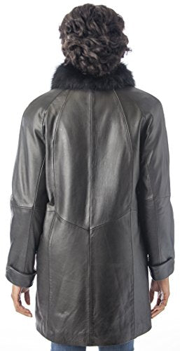 REED Women's Imported Lamb Leather Swing Coat with Real Fox Fur Collar from Reed Leather