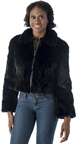 REED Women's Genuine Mink Fur Bomber Jacket -100% Real Fur (Small, Black) From Reed Leather