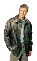 REED Men's Premium Four Button Car Coat Leather Jacket Made in USA from Reed Leather