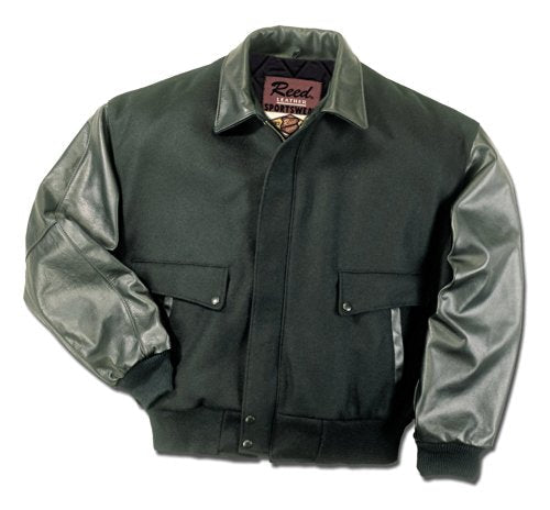 Leather Varsity Bomber Wool Leather Jacket Made in USA From Reed Leather