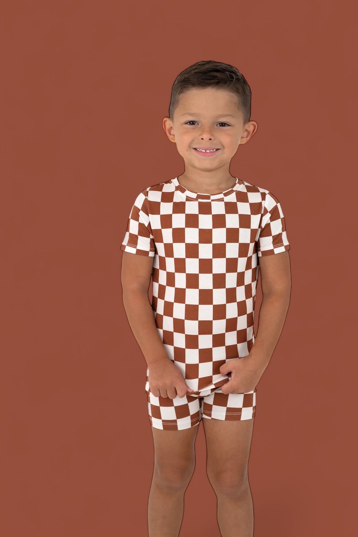 COPPER CHECKERS DREAM SHORT SET from DREAM BIG LITTLE CO