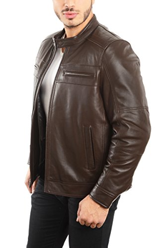 REED EST. 1950 Men's Genuine Lambskin Leather Biker Jacket - Imported from Reed Leather