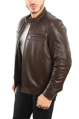REED EST. 1950 Men's Genuine Lambskin Leather Biker Jacket - Imported from Reed Leather
