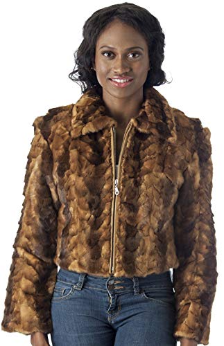 REED Women's Genuine Mink Fur Bomber Jacket -100% Real Fur - Imported From Reed Leather
