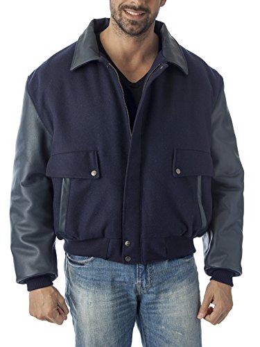 Leather Varsity Bomber Wool Leather Jacket Made in USA From Reed Leather