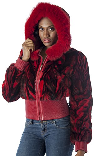 REED Women's Genuine Mink Fur Bomber Jacket -100% Real Fur - Imported From Reed Leather