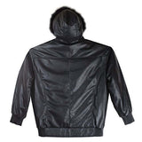 REED Men's Detachable Hooded Faux Fur Leather Bomber Jacket with Baseball Style Collar - Imported from Reed Leather