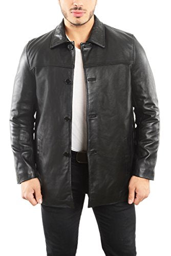 REED EST. 1950 Men's Jacket Genuine Lambskin Leather Four Button Car Coat - Imported from Reed Leather
