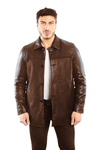 REED EST. 1950 Men's Jacket Genuine Lambskin Leather Four Button Car Coat - Imported from Reed Leather