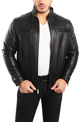 REED EST. 1950 Men's Jacket Genuine Lambskin Leather Stand UP Collar Winners Coat - Imported from Reed Leather