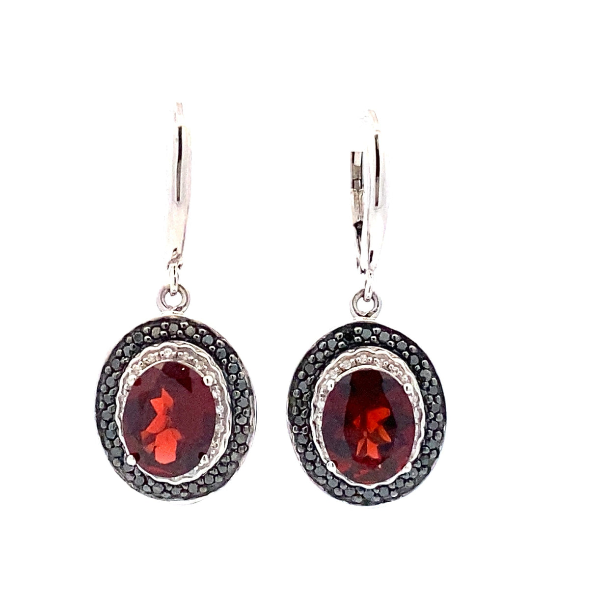Garnet .38ct Diamond Dangle Earrings Sterling Silver from Bids.com
