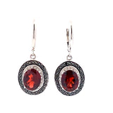 Garnet .38ct Diamond Dangle Earrings Sterling Silver from Bids.com