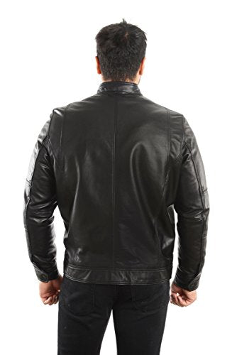 REED EST. 1950 Men's Genuine Lambskin Leather Biker Jacket - Imported from Reed Leather