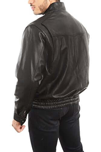 REED EST. 1950 Men's Coat Genuine Lambskin Leather Stand UP Collar S5Z Bomber Jacket - Imported from Reed Leather