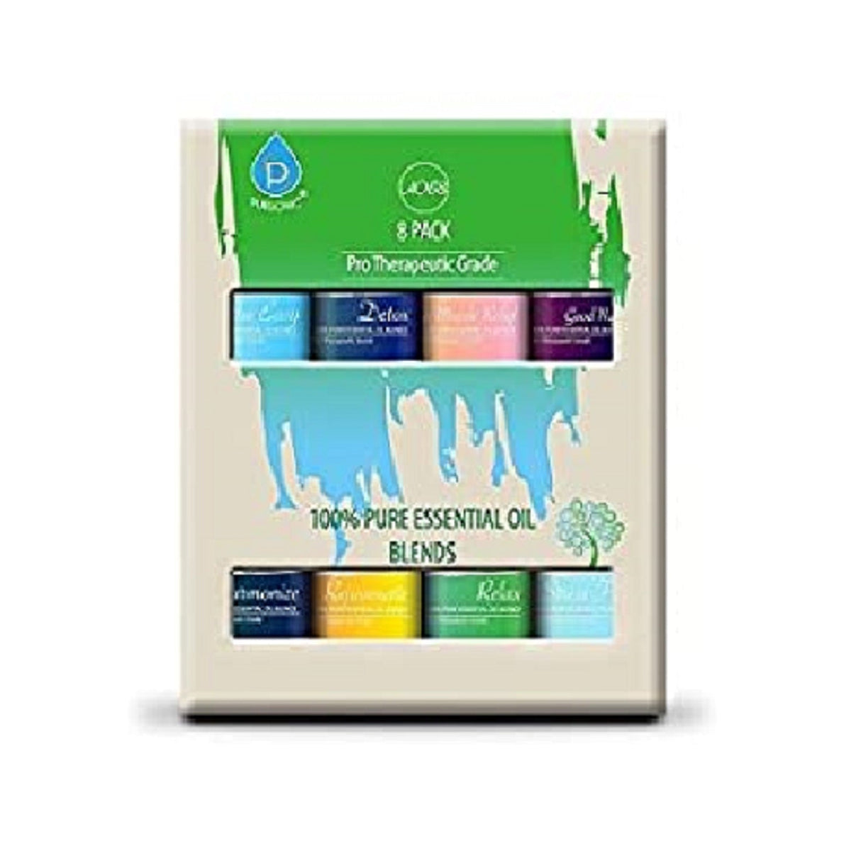 8 Pack of 100% Pure Essential Aromatherapy Oils from Pursonic