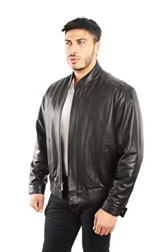 REED EST. 1950 Men's Coat Genuine Lambskin Leather Stand UP Collar S5Z Bomber Jacket - Imported from Reed Leather