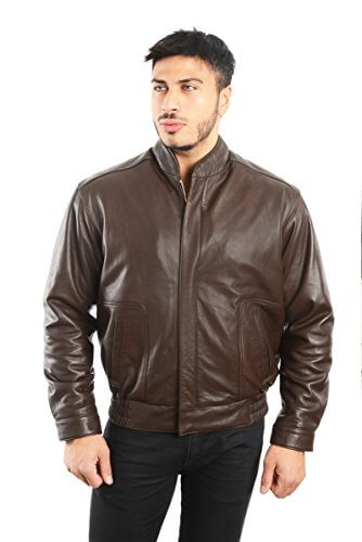 REED EST. 1950 Men's Coat Genuine Lambskin Leather Stand UP Collar S5Z Bomber Jacket - Imported from Reed Leather