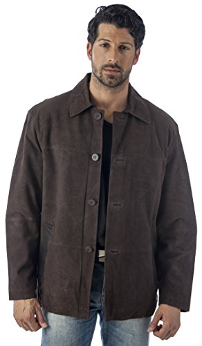 REED Men's Quello 4 Button Water Repellent Suede Leather Jacket - Imported from Reed Leather