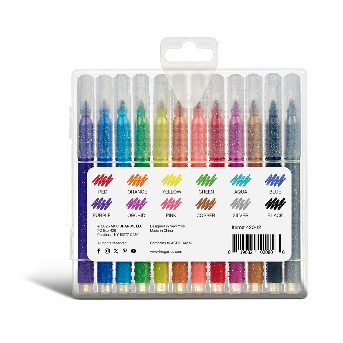 Glitter Markers 12 Colors from KINGART