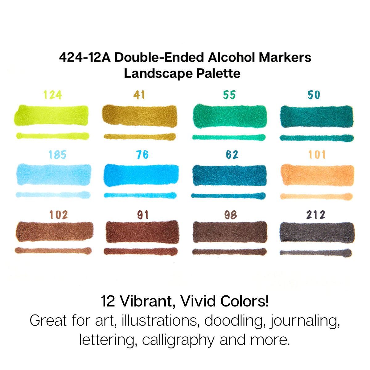 Double-Ended Alcohol Markers 12 Landscape Colors from KINGART
