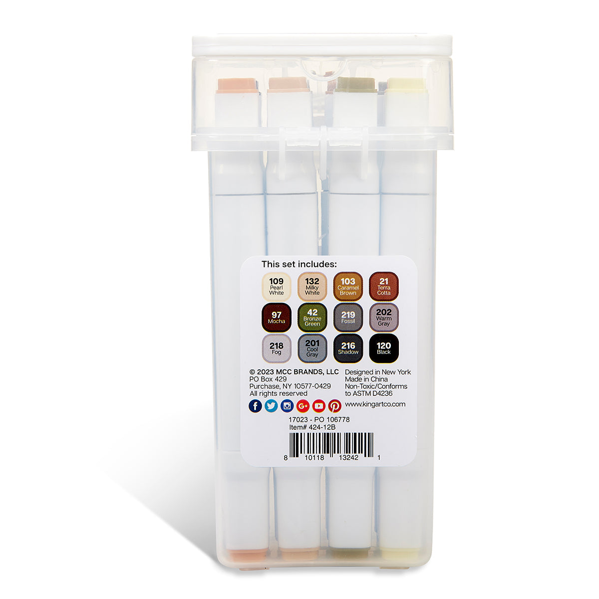 Double-Ended Alcohol Markers 12 Neutral Colors from KINGART
