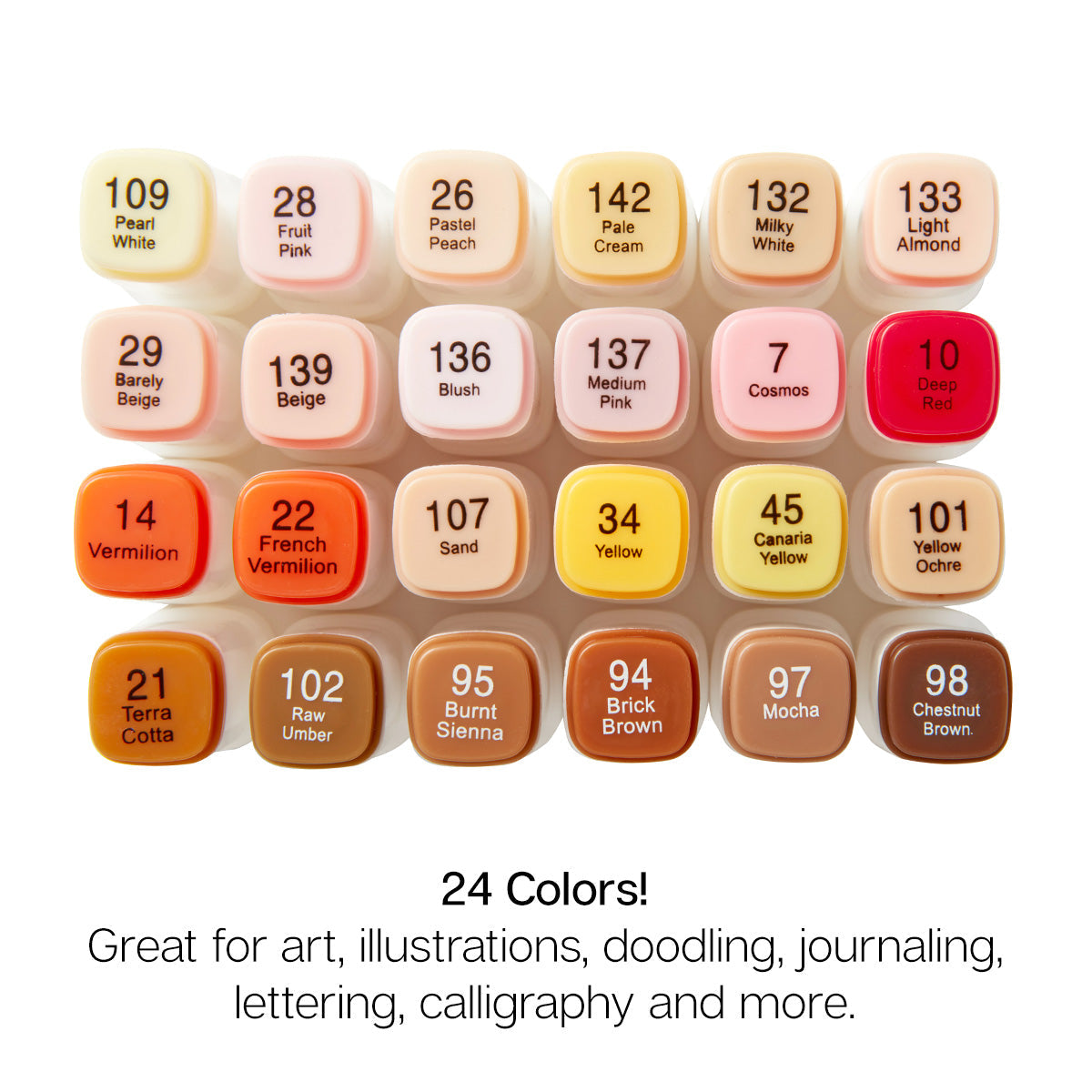 Double-Ended Alcohol Markers 24 Portrait Colors from KINGART