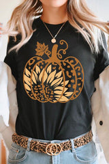 Black Halloween Sunflower Pumpkin T-Shirts from MsDressly