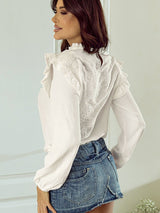 Alluring White Ruffle Blouse from MsDressly