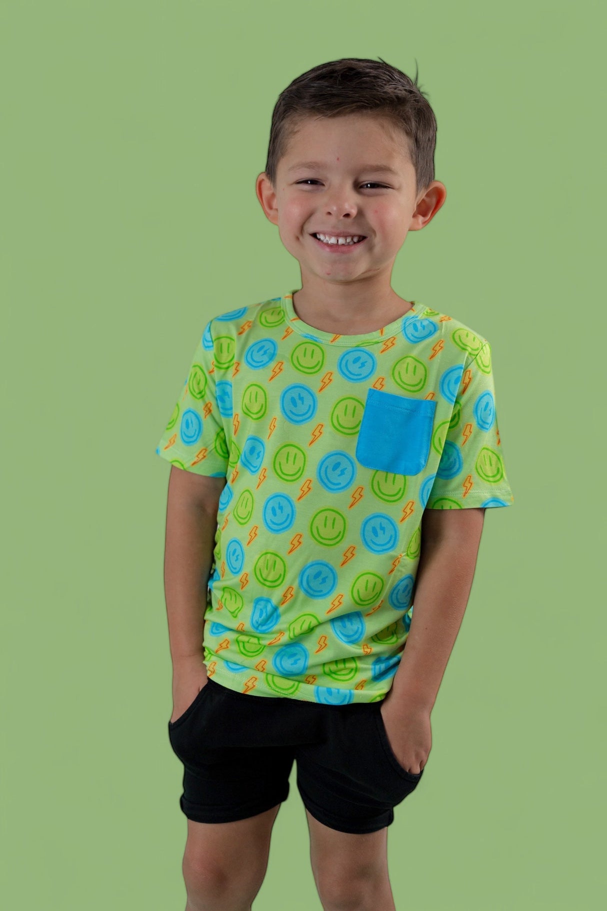 NEON SMILES DREAM POCKET TEE from DREAM BIG LITTLE CO