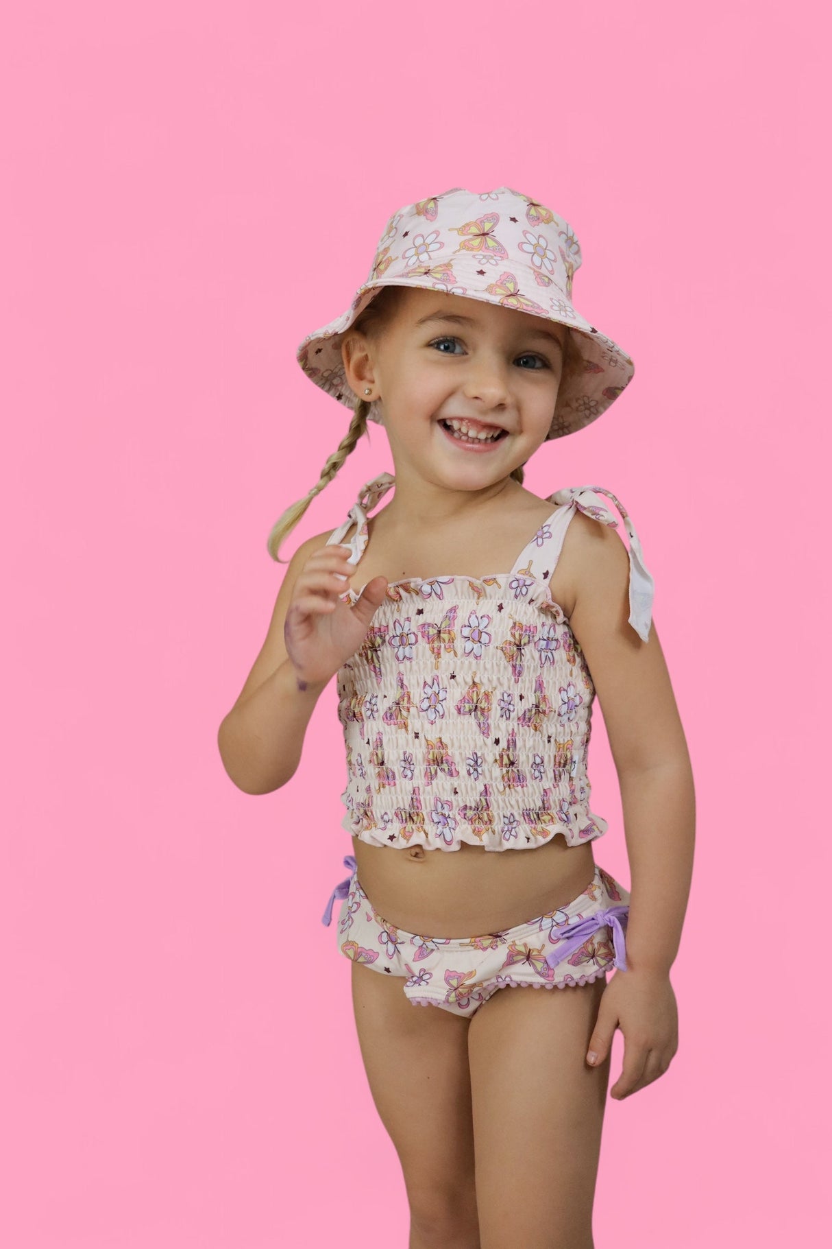 BLOSSOMIN’ BUTTERFLY DREAM SMOCKED TANKINI TWO PIECE SWIM SUIT from DREAM BIG LITTLE CO