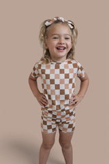 CHESTNUT CHECKERS DREAM BOW HAIR CLIPS from DREAM BIG LITTLE CO