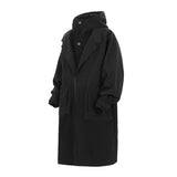 J36 Black Urban Trench Coat with Hoodie from Niepce Inc