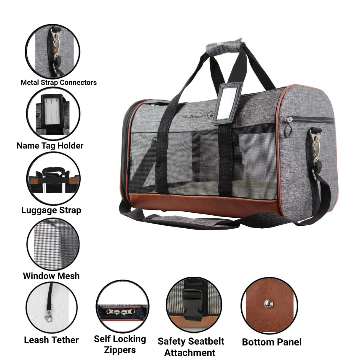 Mr. Peanut's Rhodium Series Mini Size Soft Sided Pet Carrier - Note Sizing in Description from Mr. Peanut's Pet Carriers